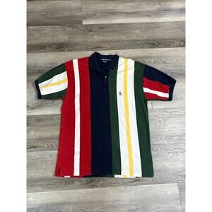 Vintage 90s Nautica Color Block Striped Polo Shirt Preppy Retro Y2K - Men’s XL